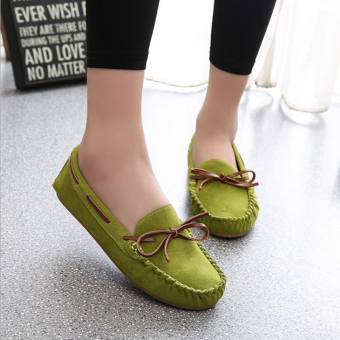 D108 Women's OL Rubber Sole Driving Suede Moccasin Casual Loafer Flats Shoes Green - intl  
