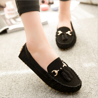 D92 New Women's Classical Driving Peas Rubber Sole Casual Tassel Suede Loafer Shoes Color Black - Intl  