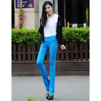 Dark Sky Blue 2017 High Waist Women PANTS Spring Summer Style Casual Candy Color Plus Size Pencil Legging Skinny Pants Trousers Jeans for Women Bottom - intl  
