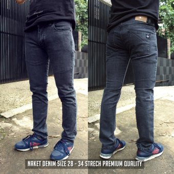 DEN'S Celana Jeans Skinny Pria Dark Grey-Abu Tua  