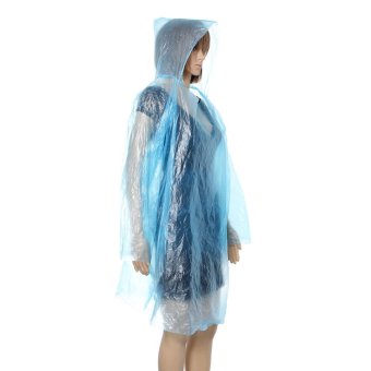 Disposable Raincoat Emergency Waterproof Raincoat Outdoor Travel Hood Camping Blue - intl  