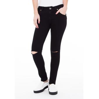 DocDenim Ladies Jeans Calique Cut Ripped Skinny Fit - Hitam  