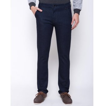 DocDenim Men's Jeans Brizio Basic Solid Long Pants - Dark Blue  