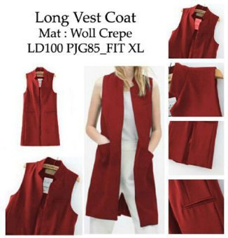 DoubleC Fashion CharleneFashion Long vest coat - (maroon)  