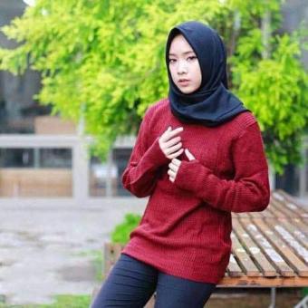 DoubleC Fashion Roundhand Sweter Maroon  