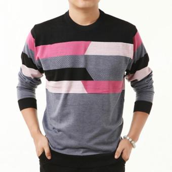 Dress Striped Cashmere Wool Pullover Men Sweater Brand Casual Shirts O-Neck Clothing (Red) - intl  