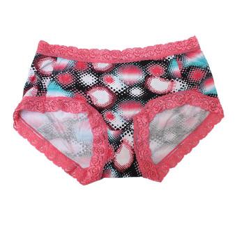 EELIC 6879 Celana Dalam Wanita, Warna Pink, Desain Renda Halus Dengan Motif Abstrak  