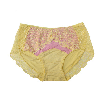 Eelic 9180 Celana Dalam Wanita, Warna Kuning, Motif Renda Lace Cantik Serat Bambu  