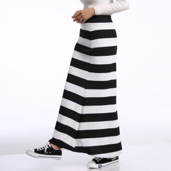 EGC Muslim long skirt stripes skirts(Black)  