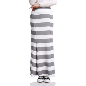 EGC Muslim long skirt stripes skirts(Grey)  