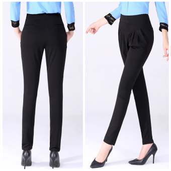 Elastic Waist Harem Pants Female Casual Thin Stretch Pants Trousers Plus Size S-5XL Black - intl  