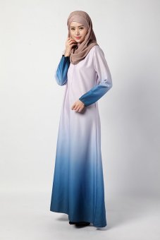 Elegant skirt muslim women lace slim Long dress baju kurung Arab Loose-fitting clothing wear Special for Ramadan(Purple) - intl  