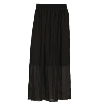 Elegant Women Chiffon Pleated Long Maxi Skirt Elastic Waistband dress  