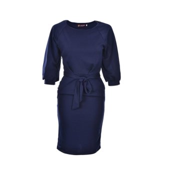 Elegant Womens Office Lady Formal Business Work Party Sheath Tunic Pencil Dress Navy - intl  