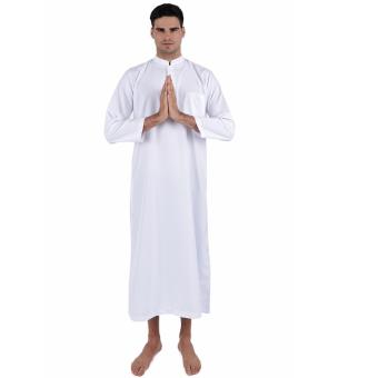 Elfs Shop - Jubah Pria Gamis Lengan Panjang Muslim Men's Muslim Wear 5F17061-Putih  