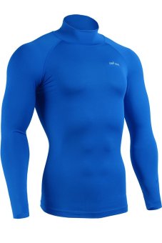 EMFRAA Mens Compression Tight Mock-neck Baselayer Shirts (Blue) (EXPORT)  