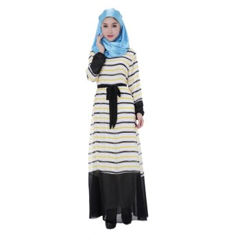 EOZY Brand Design Lady Women Muslim Wear Muslem Dresses Islam Style Female Long Sleeve Muslim One-piece Dresses (Yellow)  