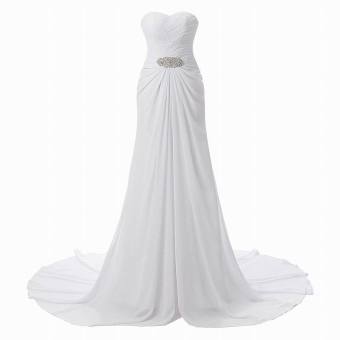 EOZY Fashion Ladies Women Strapless Sleeveless Chiffon Maxi Dresses Stylish Female Princess Wedding Bridesmaid Dress (White) - intl  