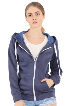 EOZY Fashion Women Girl's Casual Hoodies Zipper Jackets Korean Style All-match Female Leisure Outerwear Coat Tops (Navy Blue) - intl  