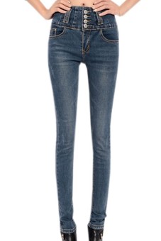 EOZY FASHION Women's Jeans Stylish Stretch Skinny Legging Jean Brand New All-match Ladies High Waist Tights Pencil Jean Pants Plus Size 26-32 (Deep Blue)  