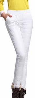 EOZY Fashion Women's Quilted Down Velvet Wadded Pants Leggings Korean Style Stylish Female Soft Warm Winter Thicken Eiderdown Trousers (White) - intl  