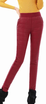 EOZY Fashion Women's Quilted Down Velvet Wadded Pants Leggings Korean Style Stylish Female Soft Warm Winter Thicken Eiderdown Trousers (Red) - intl  