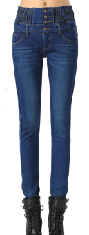 EOZY Fashion Women's Skinny Slim Fit Stretch Denim Jeans Pants Trousers Korean Style Female Winter Fleece Jeans Pants Cold Weather Legging (Blue) - intl  