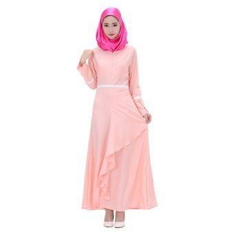 EOZY Latest Design Lady Women Muslim Wear Muslem Dresses Islam Style Female Long Sleeve Muslim One-piece Dresses (Pink)  