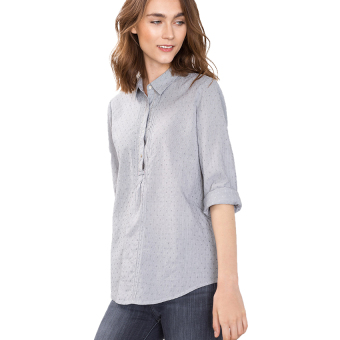 Esprit Blouse With Woven Polka Dots, 100% Cotton - Grey Blue  