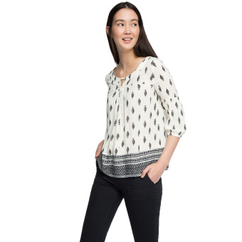Esprit Flowing All-Over Print Carmen Blouse - Off White  