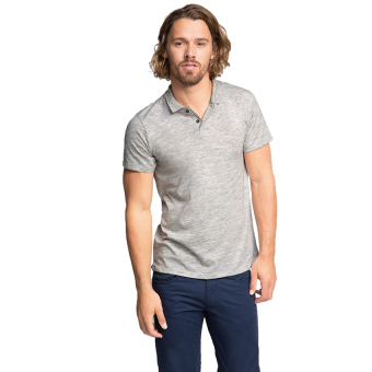 Esprit Melange Jersey Polo Shirt In Blended Cotton - Grey  