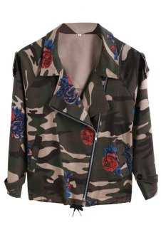 ETOP Stylish Ladies Women Casual Camouflage Floral Long Sleeve Open Stitch Coat Jacket S-XL (Multicolor) (Intl)  