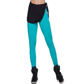 Fancyqube Candy Fluorescence Thin V Type High Waisted Legging Light Blue  