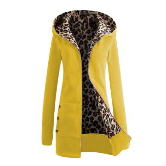 Fancyqube Hooded Leopard Sweater Cashmere Thickened Coat Yellow - Intl  