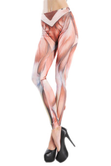 Fancyqube Hot Fashion Womens Galaxy Muscle Print Elasticity Long Pants mid High Waist Slim Casual Leggings Multicolor  