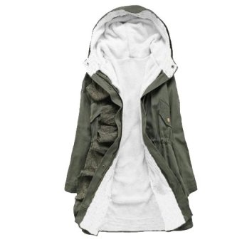 Fang Fang Ladies Winter Warm Long Parka Zip Up Inner Fleece Coat Jacket (Green)  