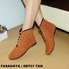 Fasahaya Sepatu Wanita Boots Korea Cantik Terbaru Murah SBT01 Tan