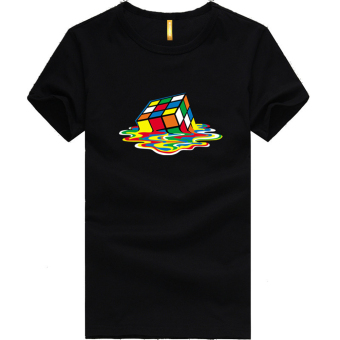 Fashion Big Bang Theory Melting Rubiks Cube T-Shirt Unisex Mens Cool Tops Tees Black  