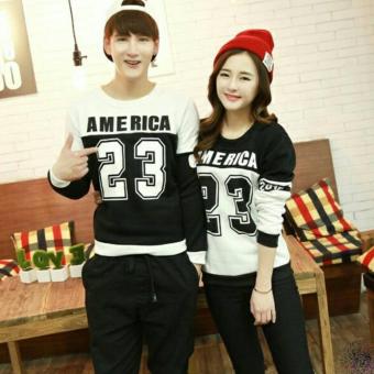 FASHION FLOWER-SWEATER COUPLE AMERICA 23-BLACK WHITE LP  