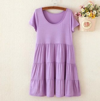 Fashion Formal Maternity Short-sleeved Dresses Cake Bigger Sizes Pregnant Woman Render Unlined Upper Garment Skirt Free Size Purple - Intl  