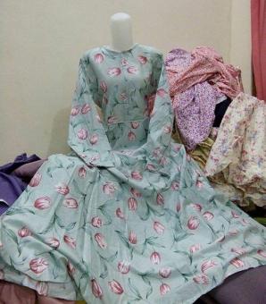 fashion-gamis katun jepang - putih tulang  