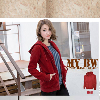 Fashion Hoodie with Zippper - Red  