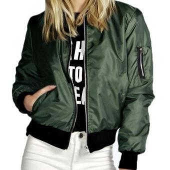 fashion jaket bomber wanita hijau army-keren  