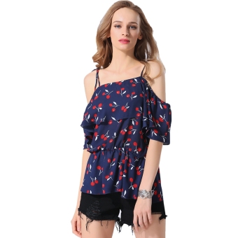 Fashion Ladies Women Off Shoulder Spaghetti Strap Chiffon Tops Blouse - intl  