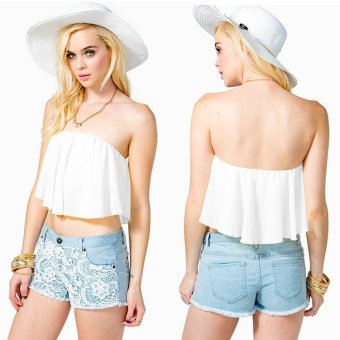 Fashion Lady Women's Sexy Off-shoulder Strapless Ruffle Crop Vest Tops - intl  