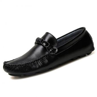Fashion Men Leisure Leather Loafers (BLACK) - intl  