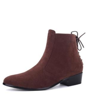 Fashion Men Pointed Suede Leather Boots Winter Shoes,Brown - intl  