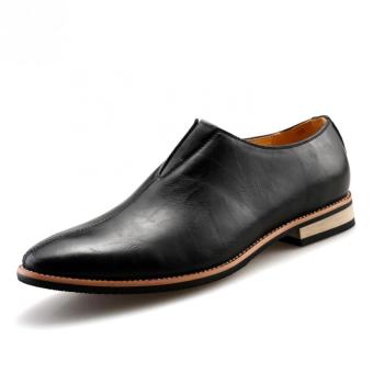 Fashion Men Slip-ons Leather Shoes (BLACK)  