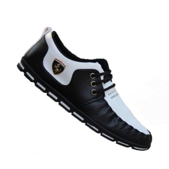 Fashion Men's Casual Business Leather Shoes High Quality Sneaker Size 39-44 (Black).  