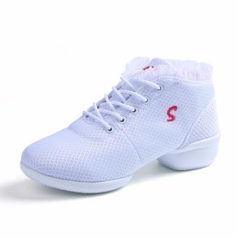 Fashion new 2017 ladies dance shoes comfortable lace professional dancing shoes casual features shoes (white) - intl  